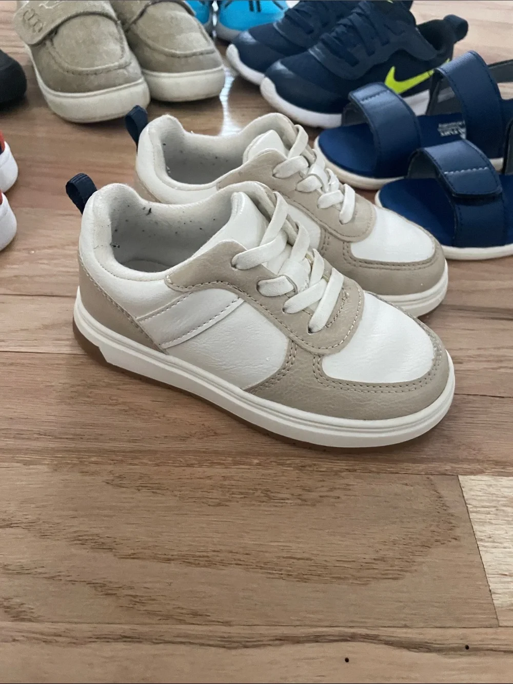 Kids Toddler Shoe Lot Navy Blue and Beige Athletic Sneakers - Nike & Puma 8c